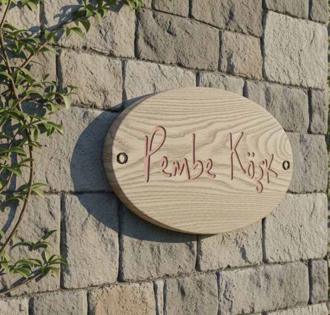 oval-ahşap-tabela-villa