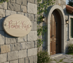 oval-ahşap-tabela-villa